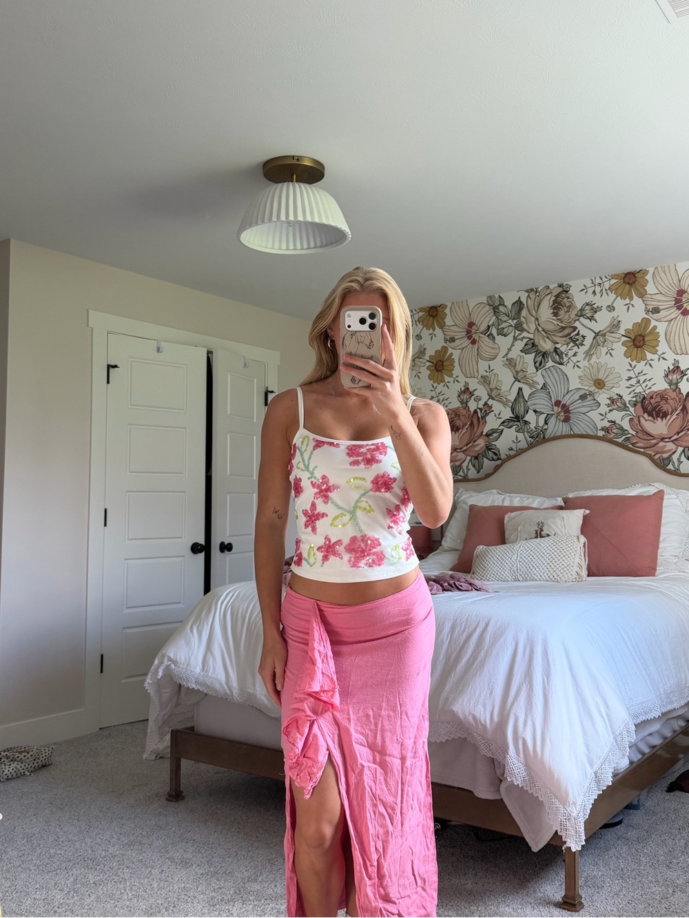 Zara pink ruffle skirt